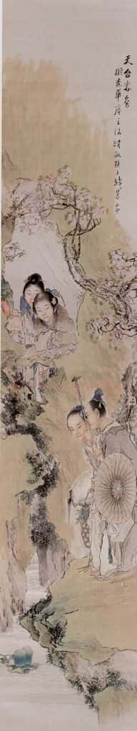  钱慧安《人物屏-天壹春色》书画作品