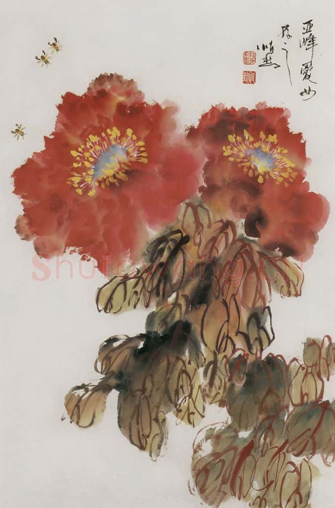 1997年 段忻然《牡丹》书画作品