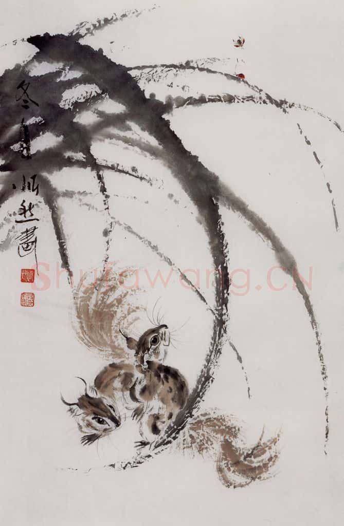1987年 段忻然《松鼠》书画作品