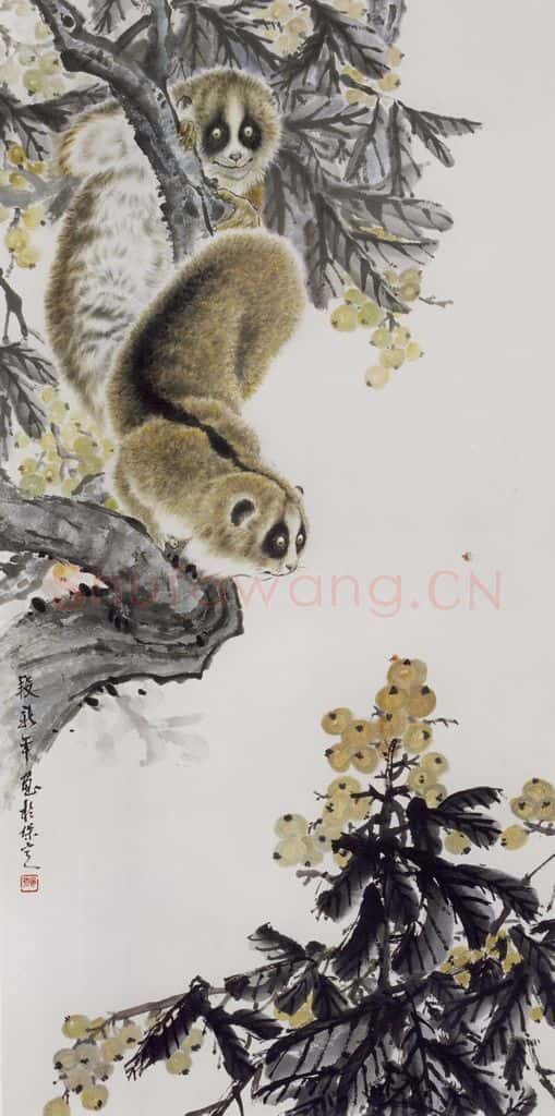 1977年 段忻然《懒猴》书画作品