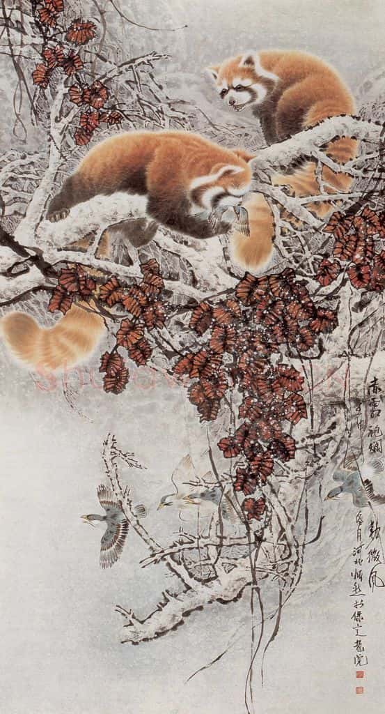 1991年 段忻然《惊霜》书画作品