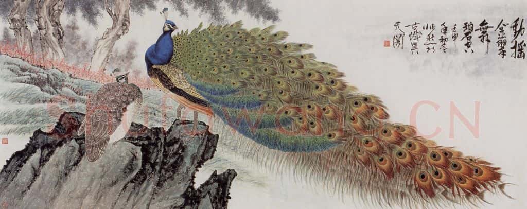 1992年 段忻然《动摇金翠舞碧空》书画作品