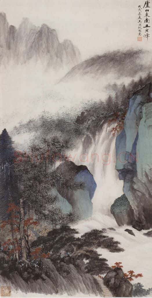 1958年 吴湖帆《庐山东南五老峰》书画作品