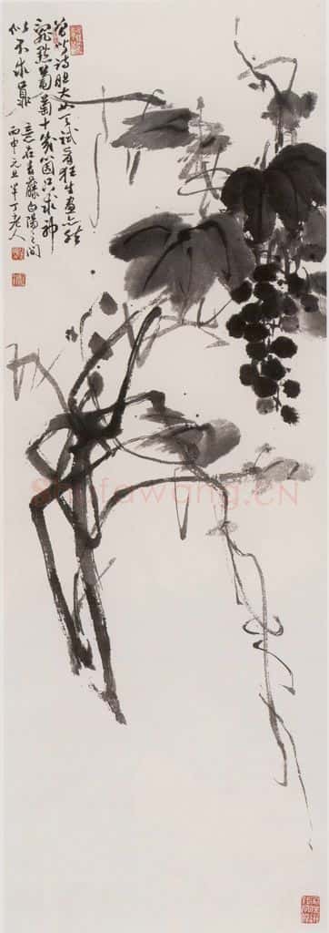 1961年 陈半丁《墨葡萄》书画作品