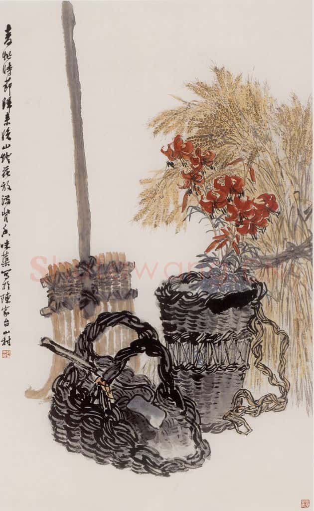 1963年 郭味蕖《麦忙时节》书画作品