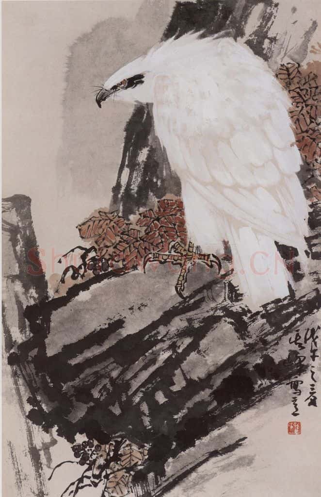 1978年 孙其峰《白鹰》书画作品
