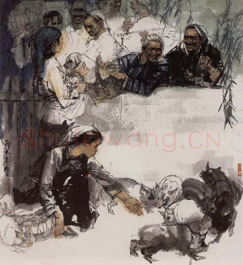 1980年 史国良《买猪图》书画作品