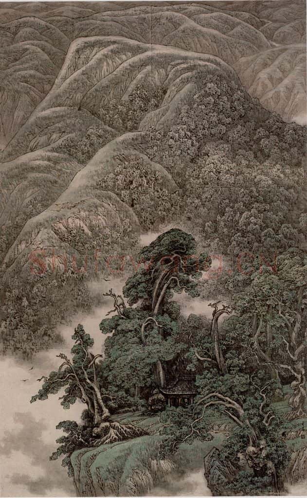 1986年 苗重安《根深叶茂》书画作品