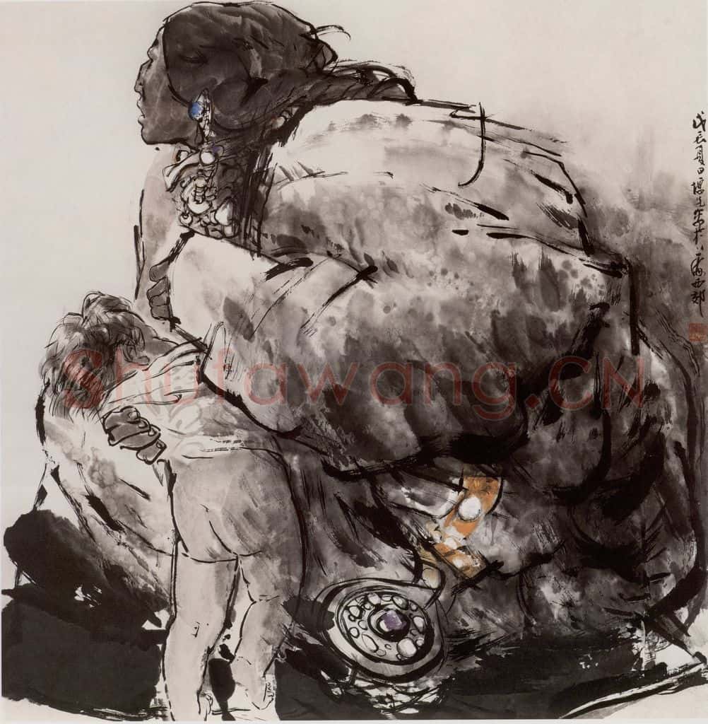 1988年 方增先《母亲》书画作品