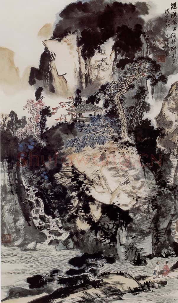 1988年 梁树年《醉翁亭》书画作品