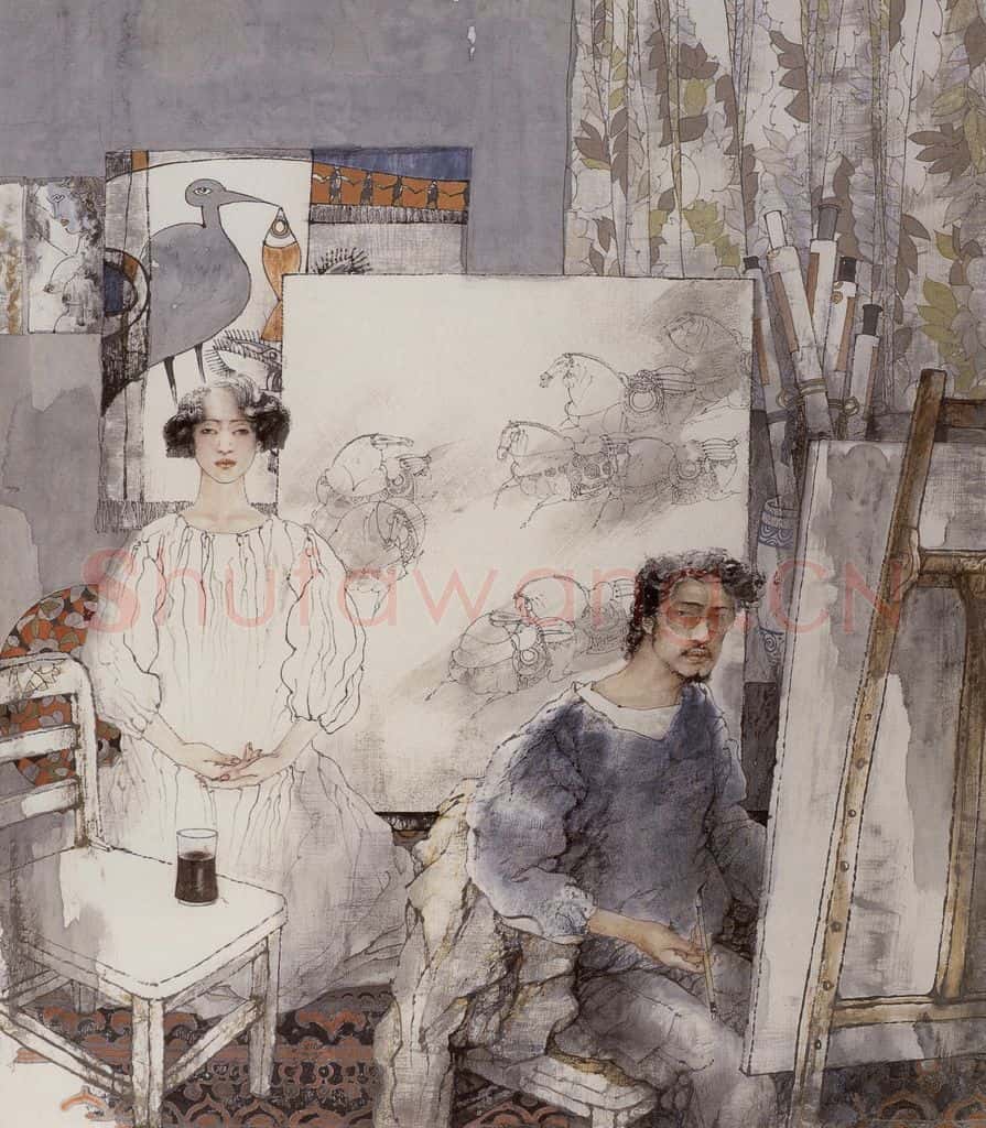 1995年 王颖生 苦咖啡 书画作品