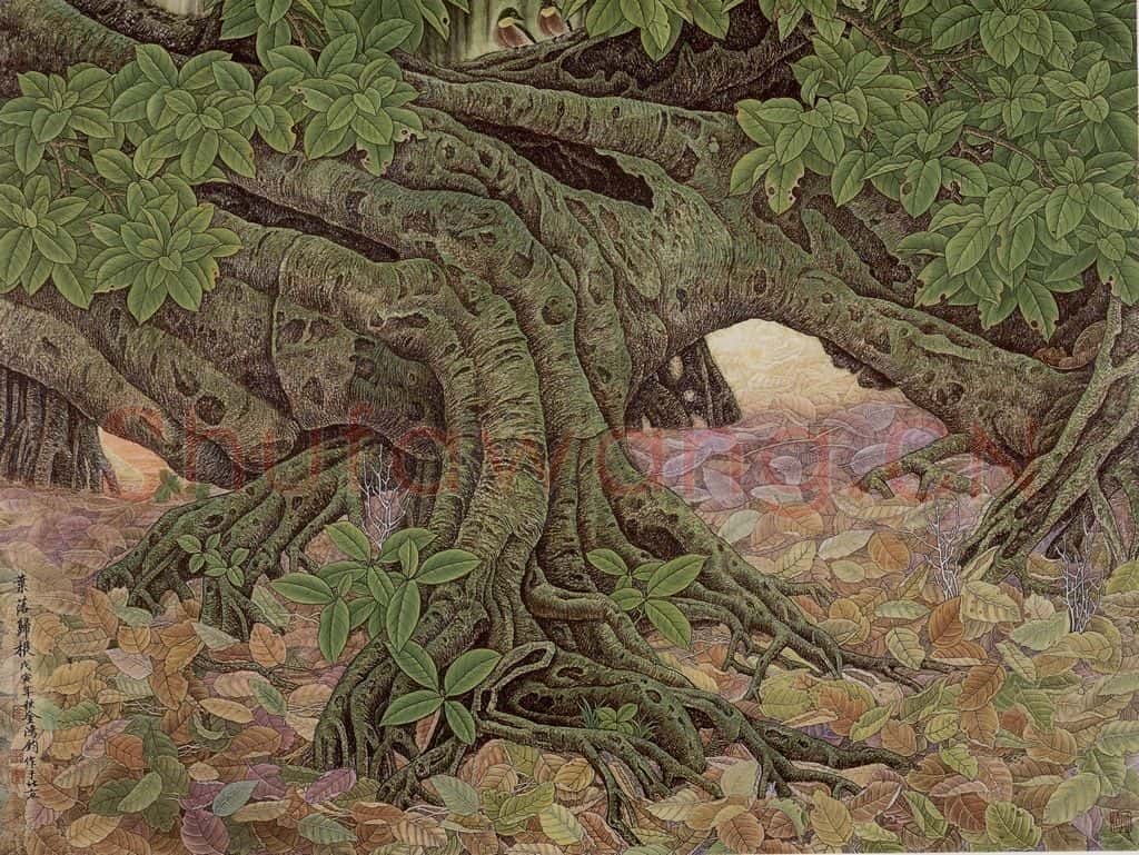1998年 金鸿钧 叶落归根 书画作品