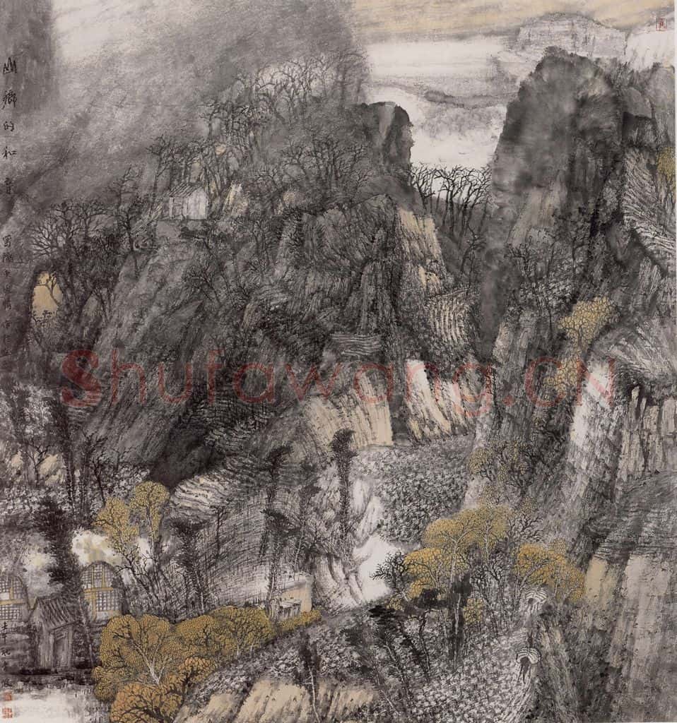 2002年 韩敬伟《山乡的和音》书画作品