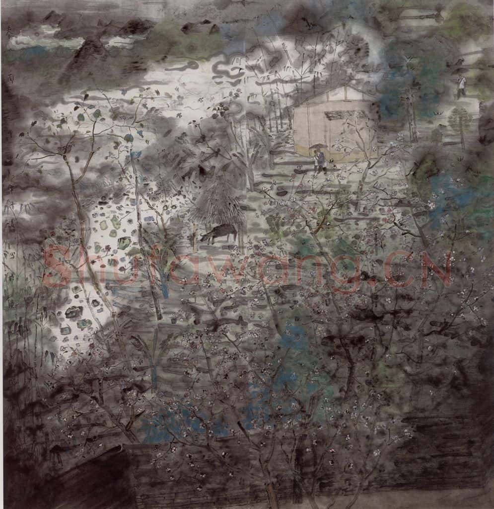 2004年 方向《春雨》书画作品