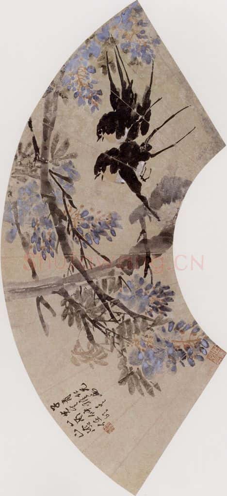 1885年 任伯年《花鸟人物集锦册十二开》书画作品