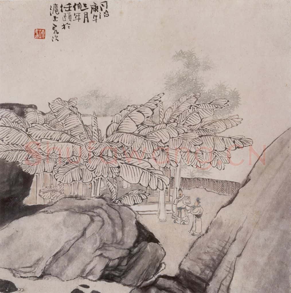 1870年 任伯年 访友图 书画作品