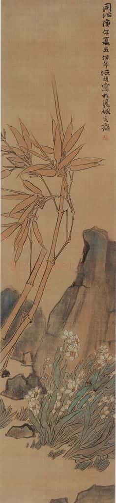 任伯年《花卉四条屏》书画作品