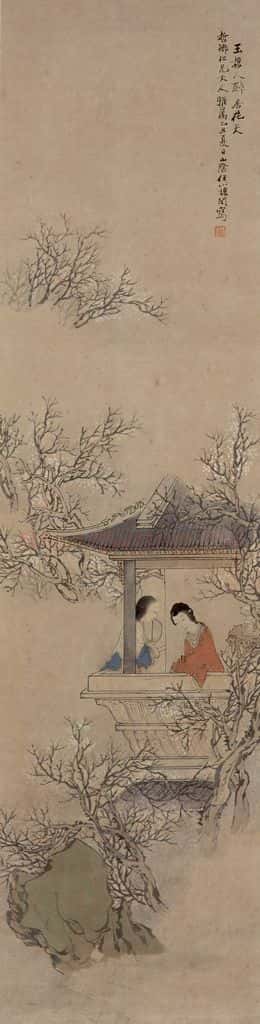 1865年 任伯年《玉楼人醉杏花天》书画作品