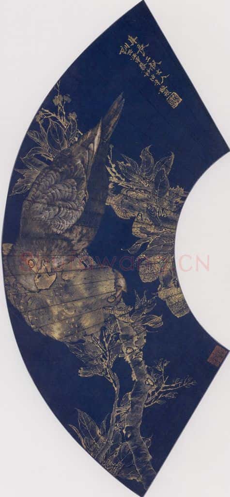 1872年 任伯年《鹦鹉》书画作品