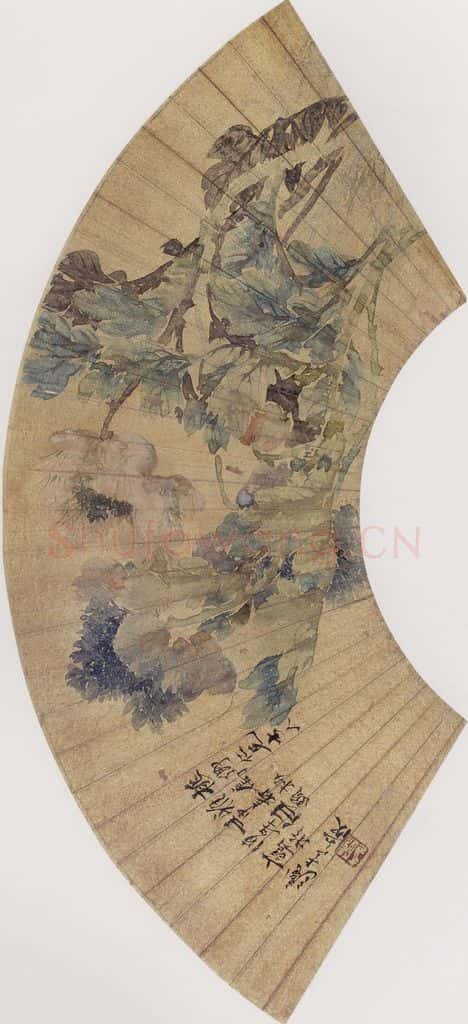 1872年 任伯年《芙蓉》书画作品