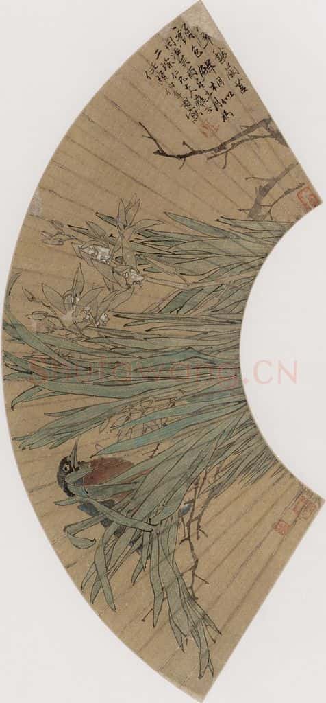 1873年 任伯年《花鸟图》书画作品