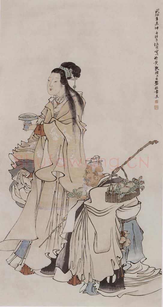 1871年 任伯年《庆寿图》书画作品