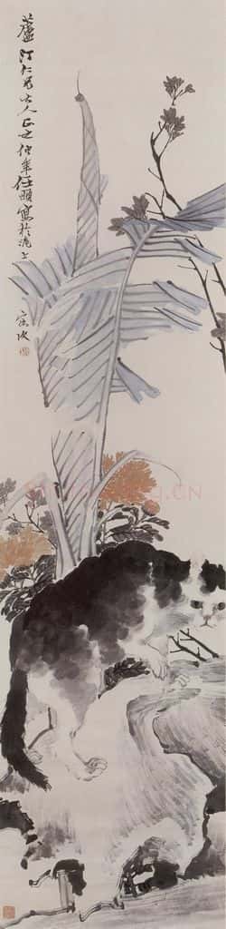约19世纪70年代初期 任伯年《蕉阴狸奴图》书画作品