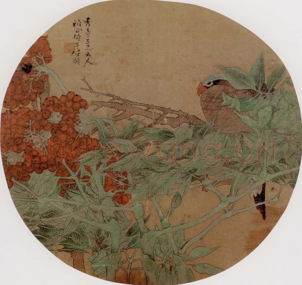 约19世纪60年代中期 任伯年《天竹栖禽》书画作品