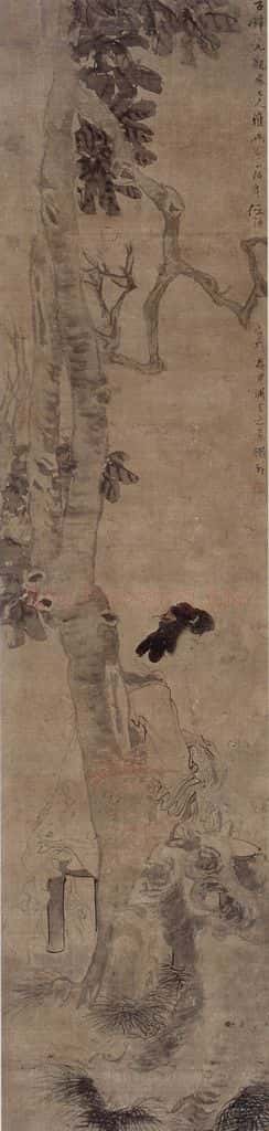 约19世纪70年代中期 任伯年《桐下吹箫图》书画作品