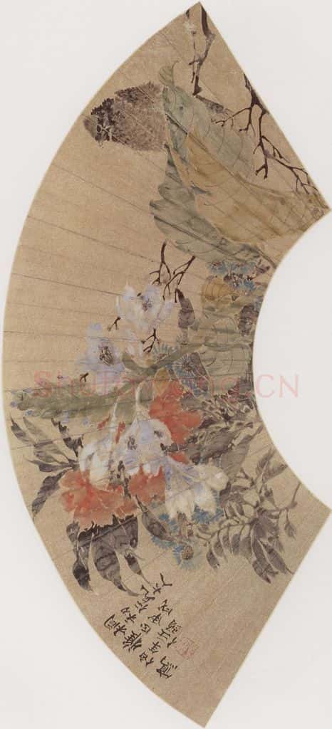 1874年 任伯年《仕女花鸟册十二开》书画作品