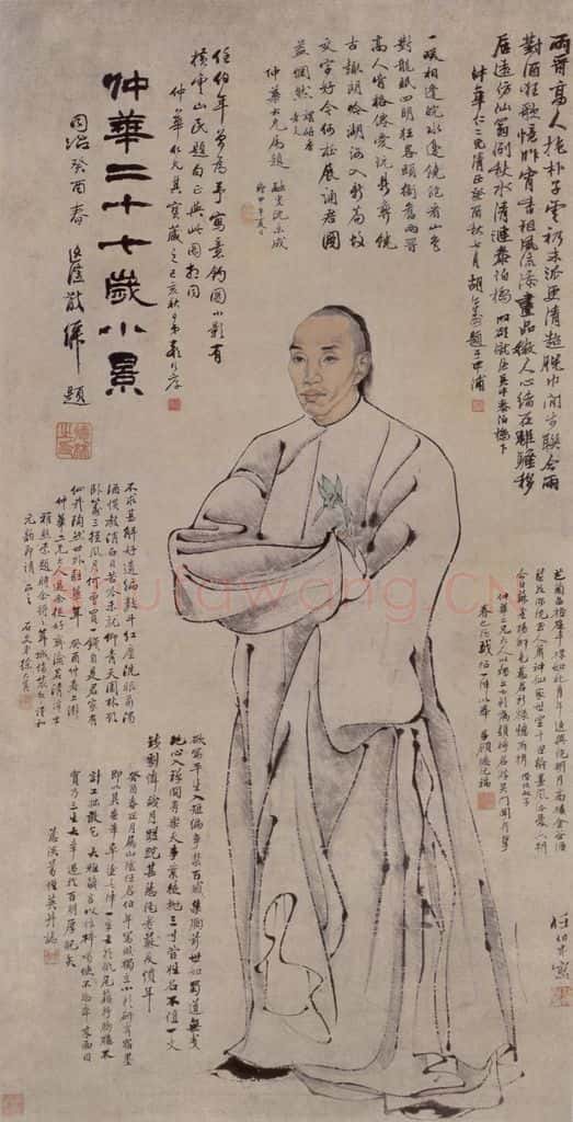 1873年 任伯年《葛仲华二十七岁小像》书画作品