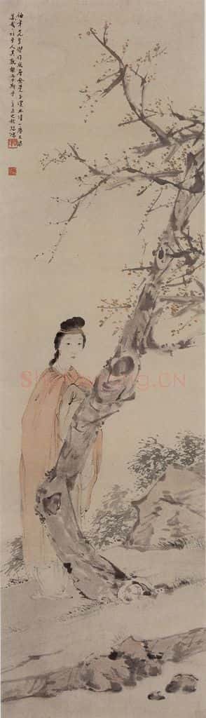 约19世纪70年代中期 任伯年《梅妃图》书画作品