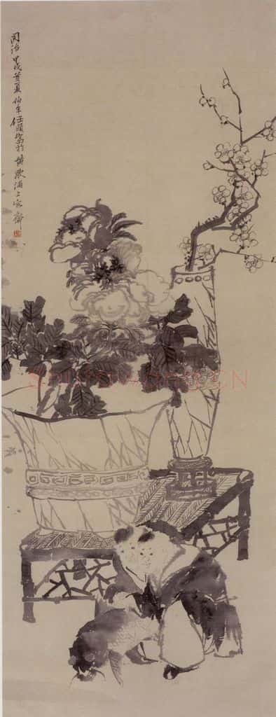 1874年 任伯年《富贵有余图》书画作品