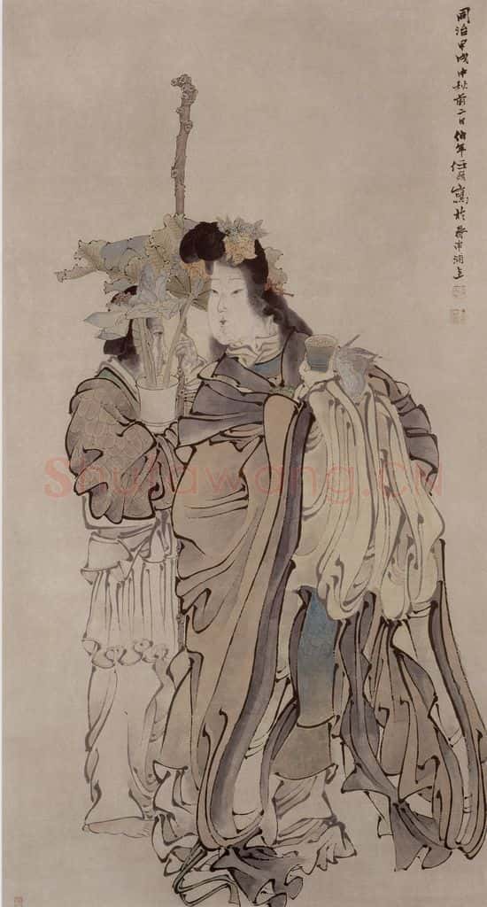 1874年 任伯年《女仙图》书画作品