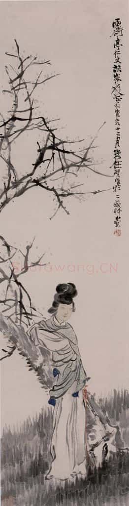约19世纪60年代中期 任伯年《梅花仕女图》书画作品