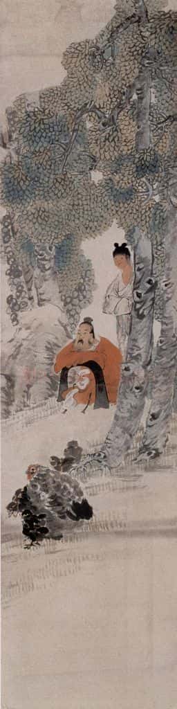 约19世纪60年代中期 任伯年《赏鸡图》书画作品