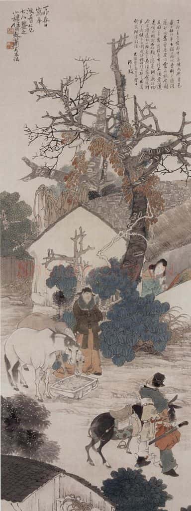 1867年 任伯年《风尘三侠图》书画作品