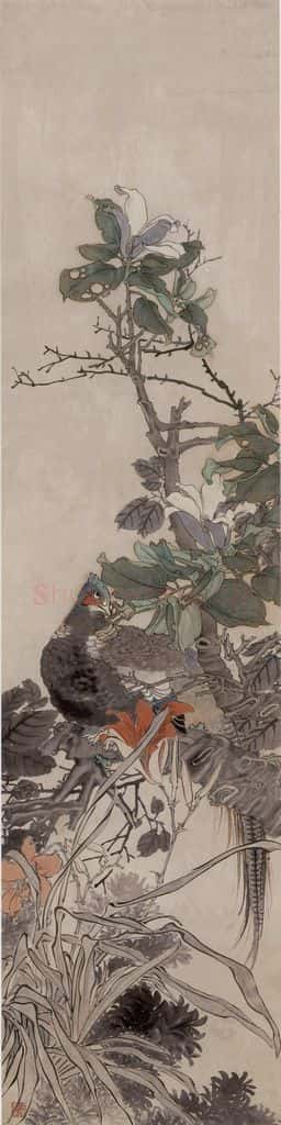 1867年 任伯年《花鸟四条屏》书画作品