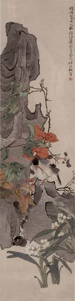 任伯年《花鸟四条屏》书画作品