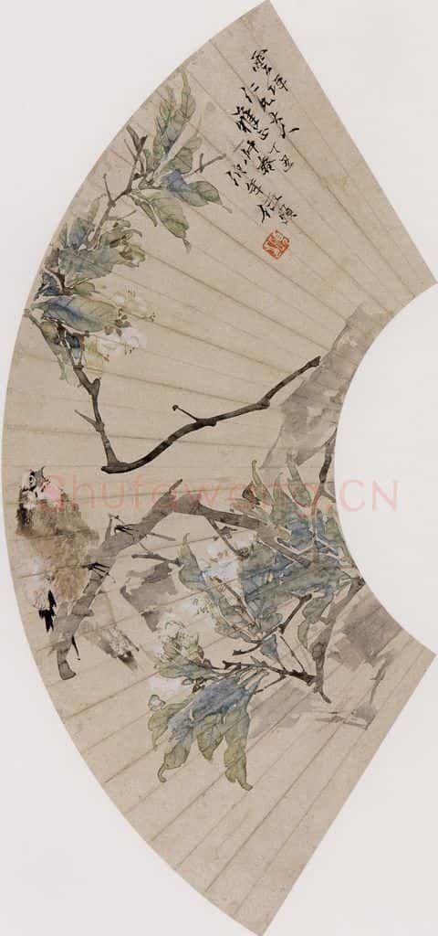 1877年 任伯年《折枝花鸟》书画作品