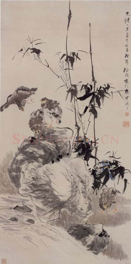 1877年 任伯年《四季平安图》书画作品