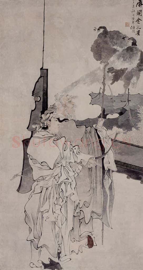 1877年 任伯年《人物故事四条屏》书画作品