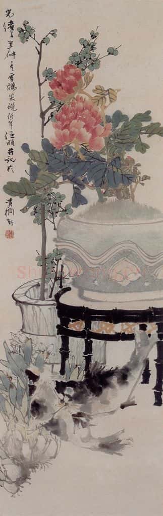 1877年 任伯年《岁朝图》书画作品