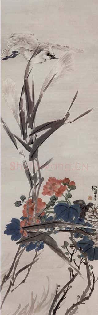 约19世纪70年代中期 任伯年《寒塘归鹭图》书画作品