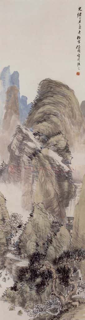 1877年 任伯年《山水图》书画作品