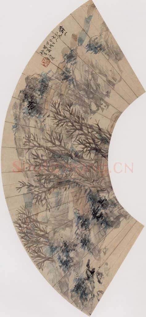 1874年 任伯年《山水》书画作品