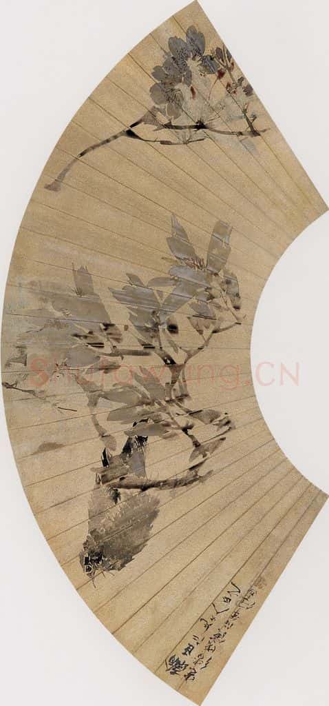 1878年 任伯年《玉兰八哥》书画作品