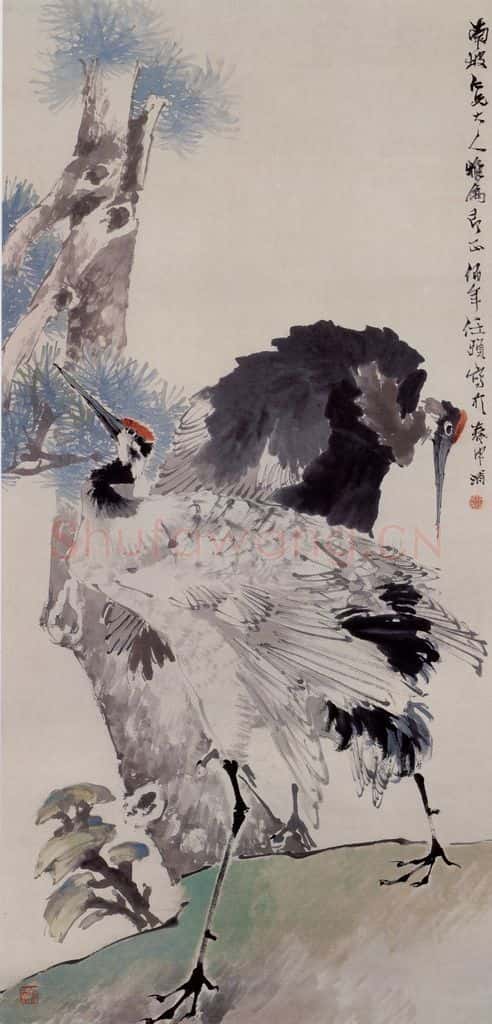 约19世纪70年代末期 任伯年《松鹤延年图》书画作品