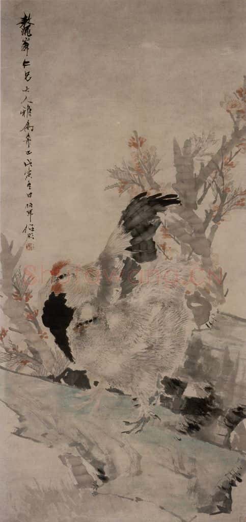 1878年 任伯年《双吉图》书画作品
