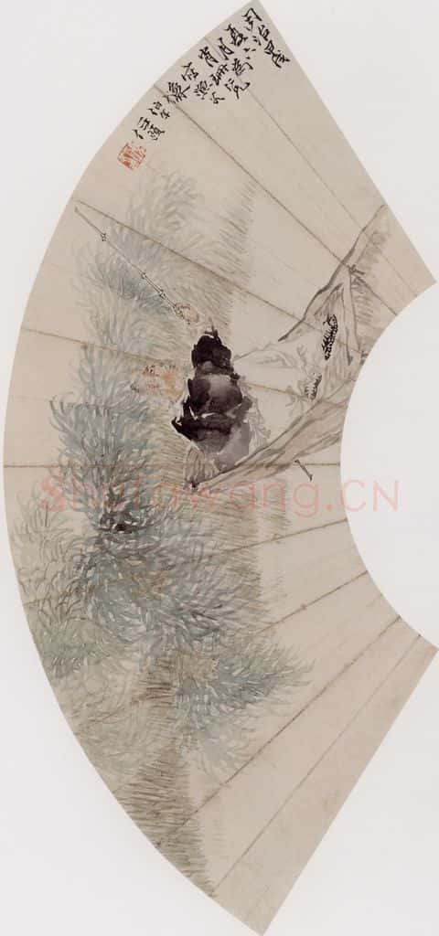 1874年 任伯年《渔父图》书画作品